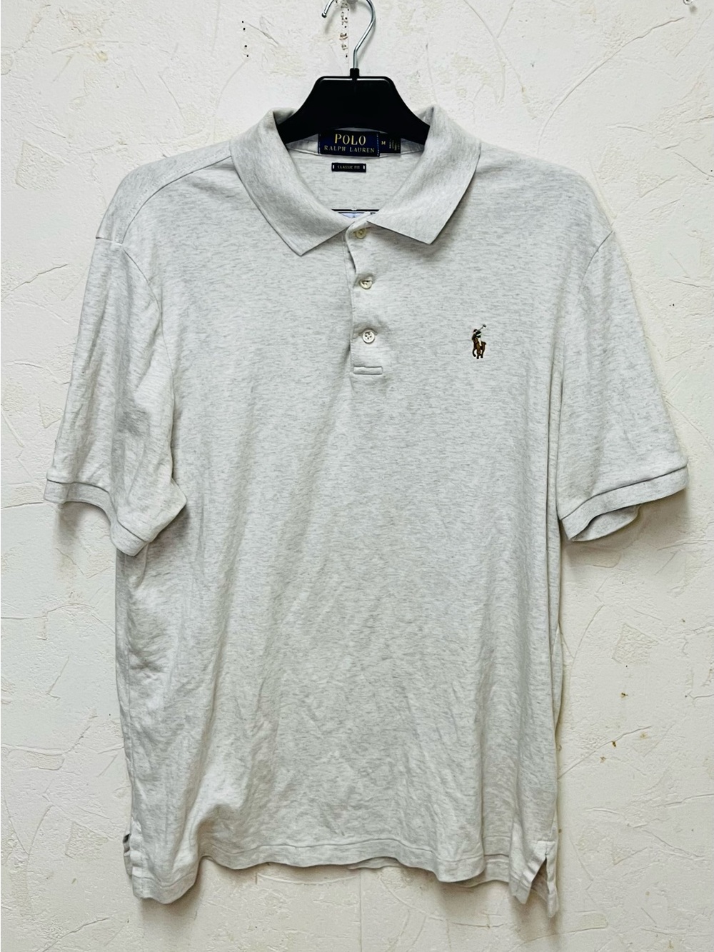 Polo Ralph Lauren Mens Classic Soft Cotton Polo Shirt Sz M - light grey heather